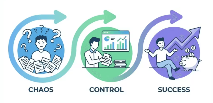 Your financial journey with PiggySize - from chaos to organized planning to retirement success